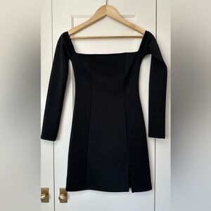 Off the shoulder square neck scuba dress